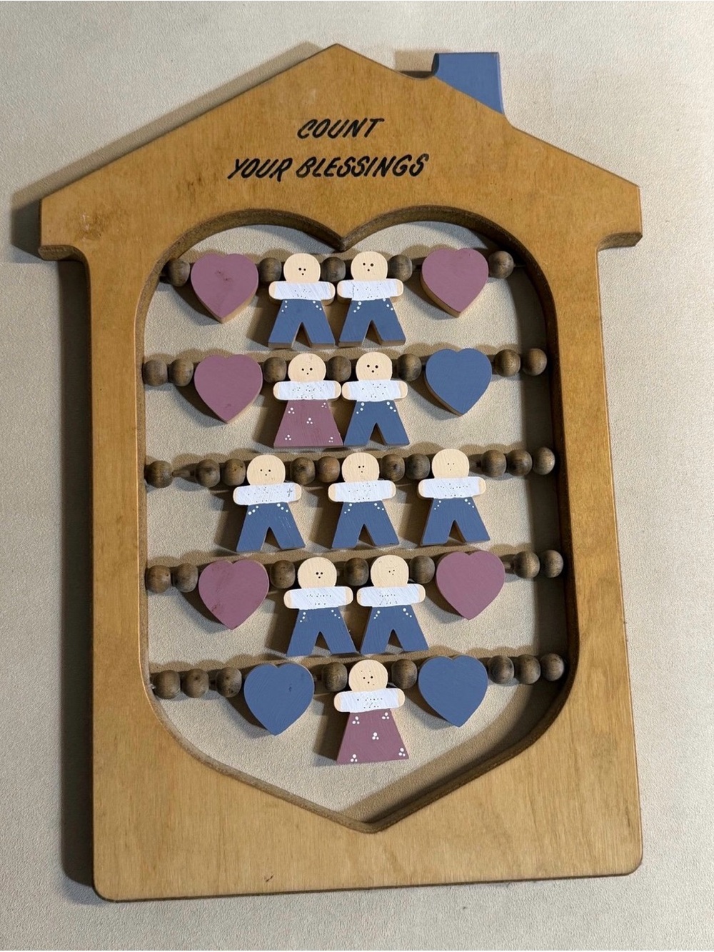 Count Your Blessings Wooden Wall Decor - Blue & Mauve
